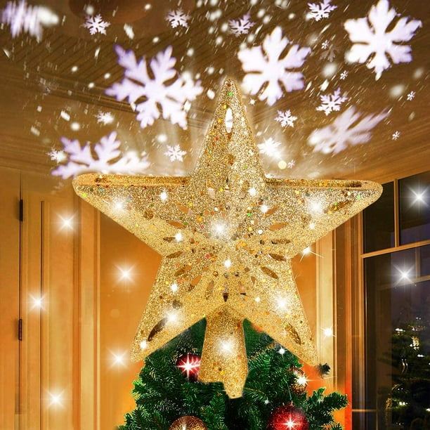 Christmas Gold Star Tree Topper with Lights Tree Topper Lighted Built-in LED Projector Lights of Rotating 3D Glitter Star for Xmas New Year Holiday Party Indoor Outdoor Tree Decorations Christmas Gold Star Tree Topper with Lights Tree Topper Lighted Built-in LED Projector Lights of Rotating 3D Glitter Star for Xmas New Year Holiday Party Indoor Outdoor Tree Decorations